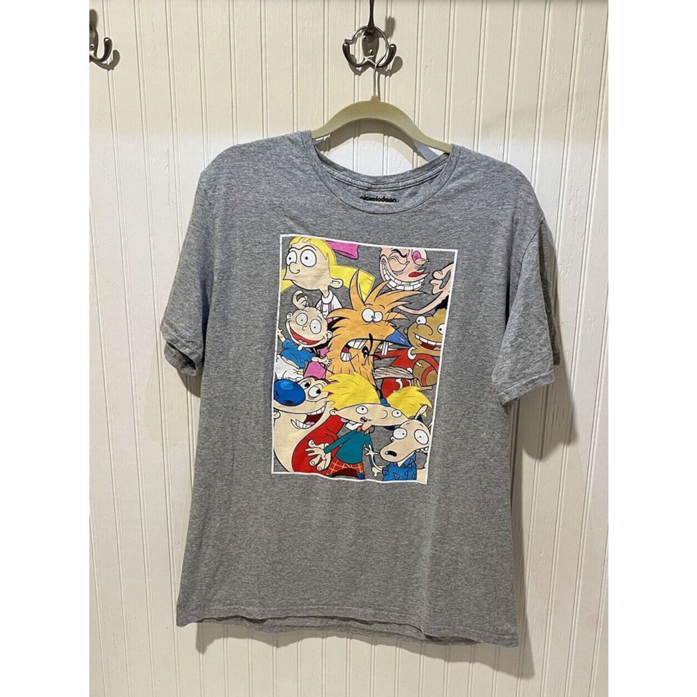 Nickelodeon 90's Cartoons,Ren & Stimpy,Hey Arnold, Rugrats Group T Shirt Large
